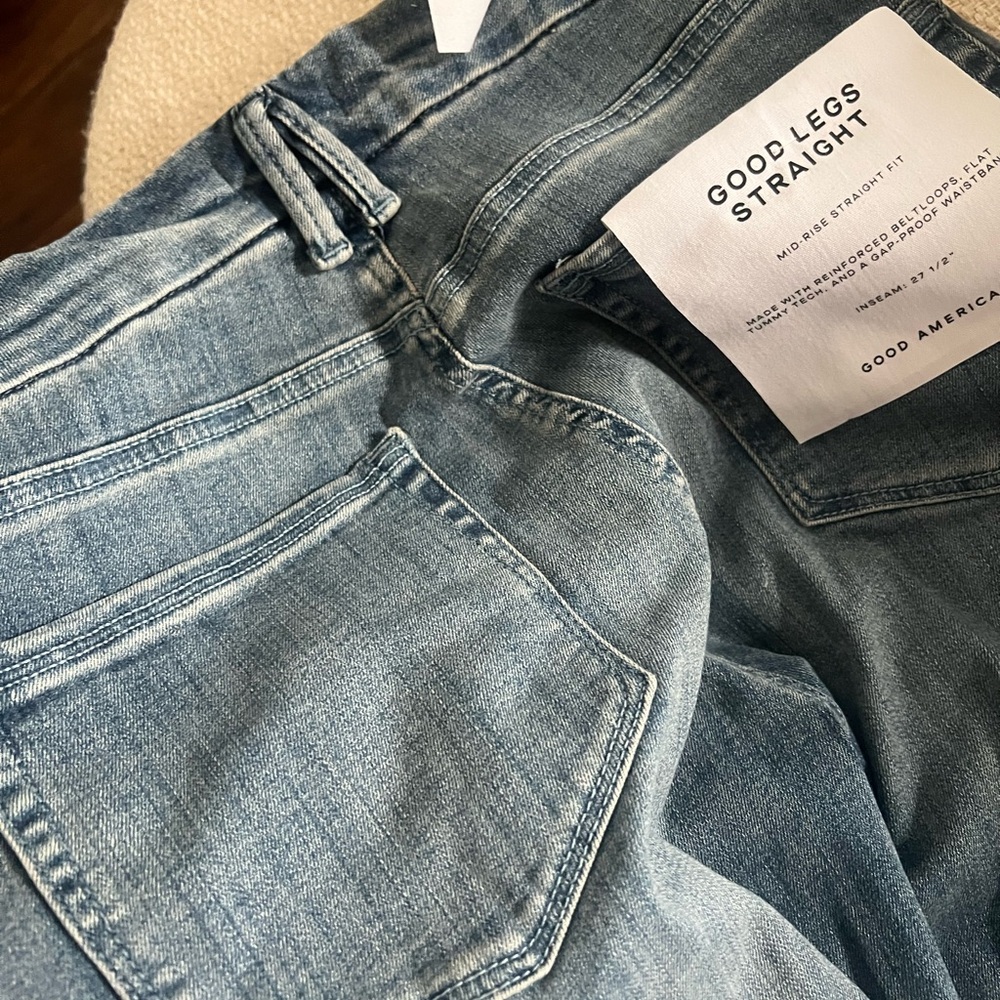 Good American High-Rise Jeans in Indigo Wash- ankle straight - Picture 3 of 3